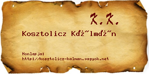 Kosztolicz Kálmán névjegykártya